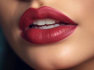 Obraz premium Beautiful young woman lips close up