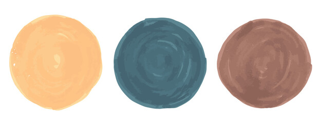 Set of vector watercolor circles isolated on white background. Universal decorative elements.