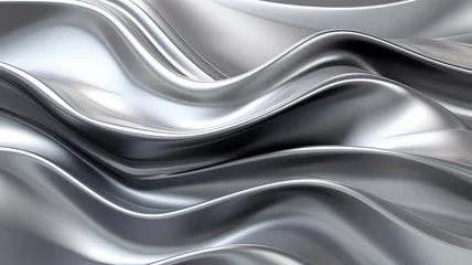Rolgordijnen Liquid silver metal background .Metallic background. Abstract dynamic wave silver background. Grey and white abstract background with motion effect. © Helen-HD