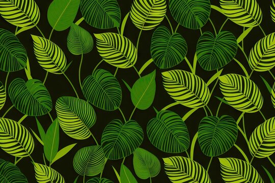 Green leaves pattern background, Natural background and wallpaper, generative ai image