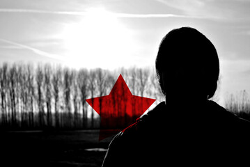 Black and White Red star