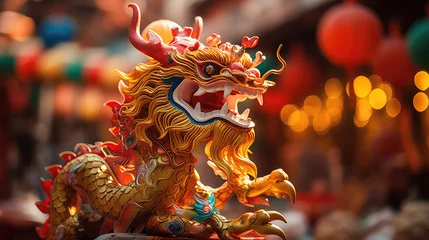 Foto op Canvas Chinese dragon sculpture in the chinese temple China © Natalia