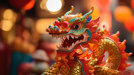 Chinese dragon sculpture in the chinese temple China