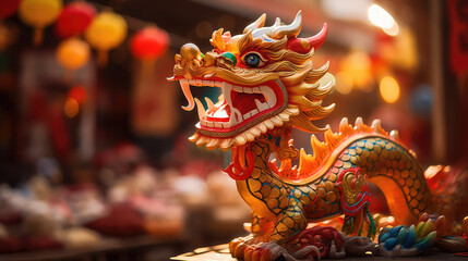 Chinese dragon sculpture in the chinese temple China