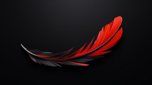 Bird feather red black background amoled wallpaper picture AI generated art