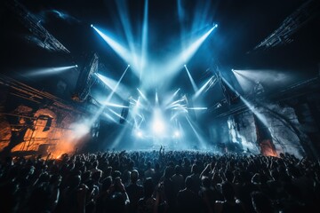 People dancing in a club on a techno party.