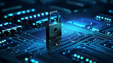 The Ultimate Cybersecurity Experience. A Secure Connection, Motherboard Closeup, Safety Lock, and Verified Credentials.