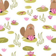 Platypus seamless pattern