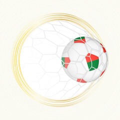 Football emblem with football ball with flag of Madagascar in net, scoring goal for Madagascar.