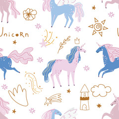 unicorns seamless pattern