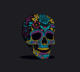 Sugar skull vector illustration generated by AI 
