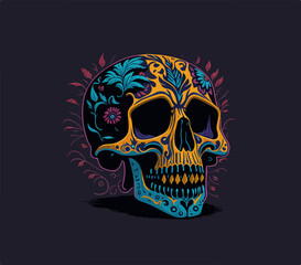 Sugar skull vector illustration generated by AI 