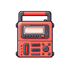 Recording device vector icon in minimalistic, black and red line work, japan web