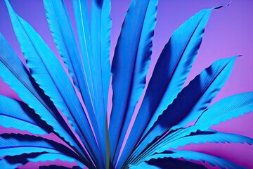 Creative fluorescent color layout made of tropical palm leaves, neon colors. Nature concept, generative ai