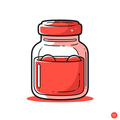 Salsa Jar vector icon in minimalistic, black and red line work, japan web
