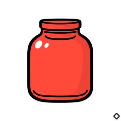 Salsa Jar vector icon in minimalistic, black and red line work, japan web