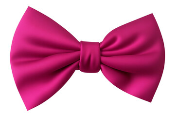 Realistic decorative pink bow on a white background, Shiny bow, elegant bow, gift bow, Generative AI