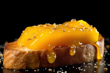 mango toast, macro shot of a fresh breakfast with Dripping Honey, AI Generated
