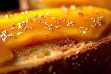 mango toast, macro shot of a fresh breakfast with Dripping Honey, AI Generated