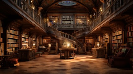 Fototapeta na wymiar Most beautiful fantastic library monastery world image AI generated art