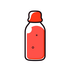 Juice Bottle vector icon in minimalistic, black and red line work, japan web