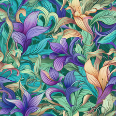 Intricate rose vine pattern with_geometric accent seamless pattern, AI Generated