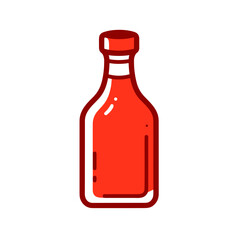 BBQ sauce vector icon in minimalistic, black and red line work, japan web