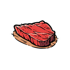 Brisket vector icon in minimalistic, black and red line work, japan web