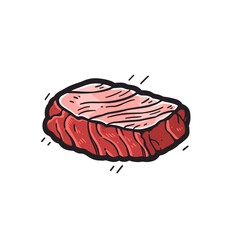 Brisket vector icon in minimalistic, black and red line work, japan web