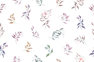 Watercolor floral seamless pattern. Hand drawn illustration isolated on white background. Vector EPS.