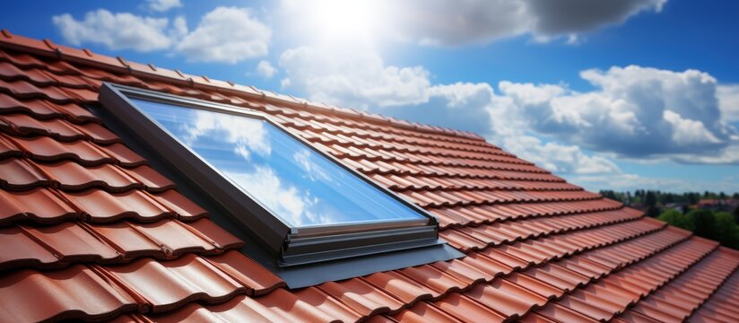 Install and maintain a modern roof window with red brick tiles in a European city street attic