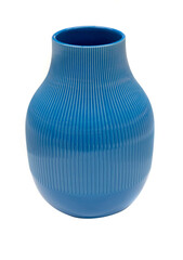 Blue ceramic vase isolated on white background