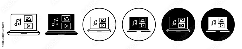 Poster digital content icon. online digital library or archive of music, video and file storage data symbol