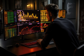 A person trading cryptocurrency futures contracts on a digital trading platform. Generative Ai.