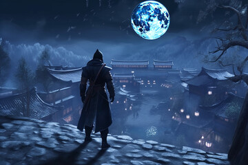 ai generated 3d avatar in a ninja costume stealthily navigating