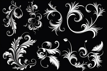 Fototapeta premium Vintage baroque feminine wedding swirl decorations design elements whimsical feminine sensibilities AI Generated
