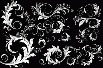 Vintage baroque feminine wedding swirl decorations design elements whimsical feminine sensibilities AI Generated