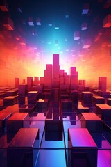 Fototapeta premium Three-dimensional rectangular abstract background material
