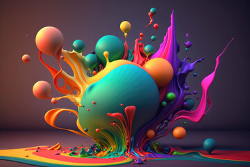 Fototapeta na wymiar Colorful fluid paint material background, AI generated