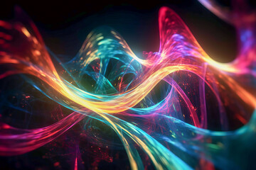 abstract colorful  bright neon rays and glowing lines background