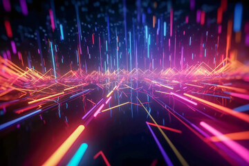 abstract colorful  bright neon rays and glowing lines background