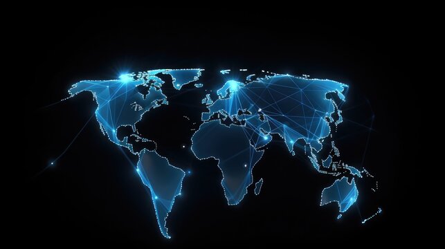 Blue map technology background