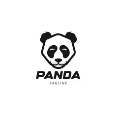 Hexagon panda head ,Modern Cartoon smiling happy panda mascot Logo Symbol Design Template Flat Style Vector