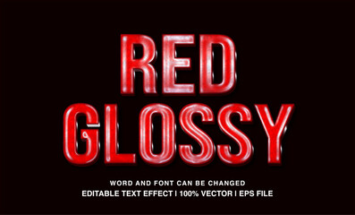 Red glossy editable text effect template, 3d cartoon style typeface, premium vector	