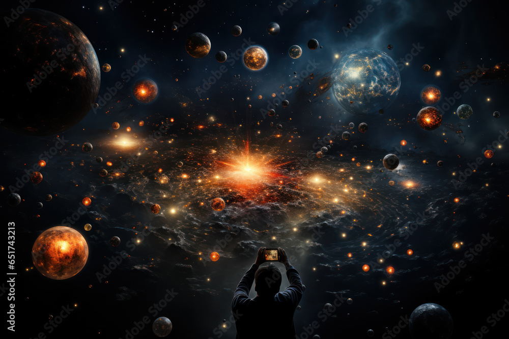 Poster a visualization of the observable universe, showing the limits of what we can currently observe. gen