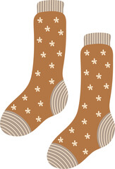Pair of Patterned Brown Socks