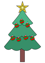Christmas tree decorated in Christmas colors. Christmas tree.