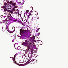 Magenta elaborate filigree corner borders  white Background, AI Generated