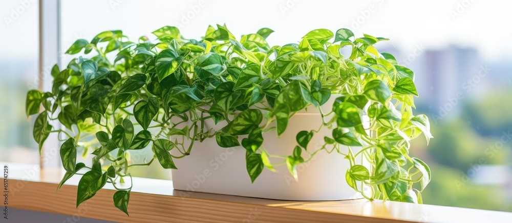 Wall mural english ivy plant in pot on balcony as part of home and garden concept