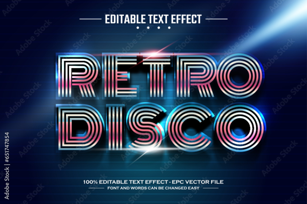 Fototapete retro disco 3d editable text effect template